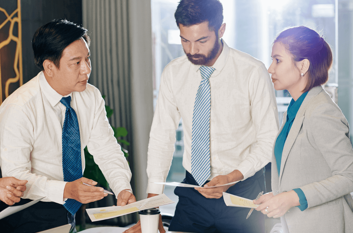 A group discussing crisis management strategies at a table
