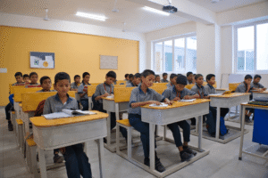 Students in a traditional classroom setting