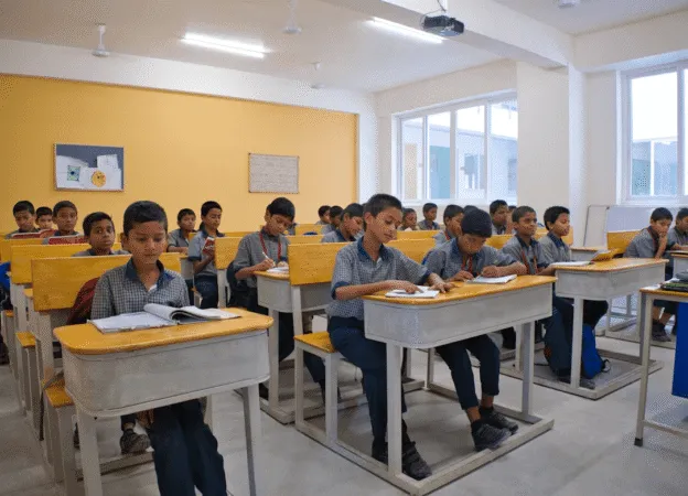 Students in a traditional classroom setting